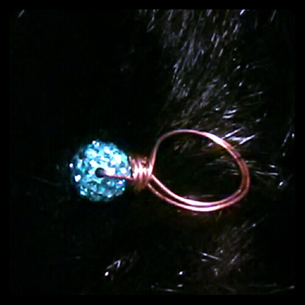 Wire wrapped shamballa jewels and copper  rings